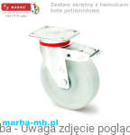 Koło poliamidowe LVS/PO/125/KDS-N - 700 kg w zestawie obrotowym z hamulcem