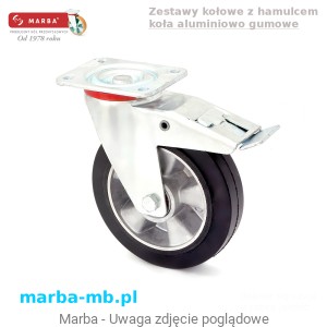 Zestawy kołowe LCW/F3/100/KDS-N - 150 kg aluminiowo gumowe z hamulcem