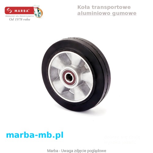 Koło aluminiowo gumowe z łożyskami kulkowymi.JPG