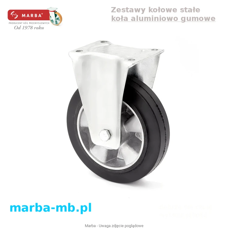 Koło aluminiowo gumowe w zestawie kołowy stałym.JPG
