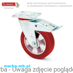 Zestaw kołowy skrętny LU/MPA/200/KDS-N - 600 kg koła aluminiowo-poliuretanowe