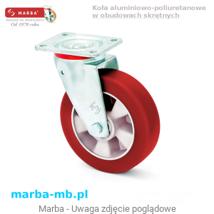 Zestaw kołowy skrętny LU/MPA/125/K - 350 kg koła aluminiowo-poliuretanowe