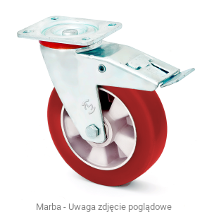 Zestaw kołowy skrętny LU/MPA/125/KDS-N - 350 kg koła aluminiowo-poliuretanowe