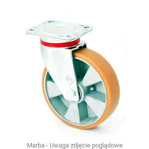 Zestaw kołowy skrętny LVS/PA/125/K - 500 kg koło aluminiowo-poliuretanowe