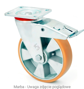 Zestaw kołowy skrętny LU/PA/200/KDS-N - 600 kg koła aluminiowo-poliuretanowe