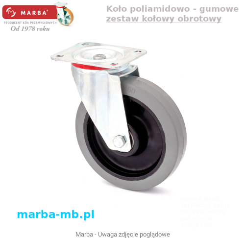Zestaw kołowy obrotowy skrętny koło poliamidowo - gumowe koła przemysłowe szara oponka.png