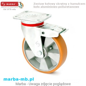 Zestaw kołowy skrętny LVS/PA/250/KDS-V - 900 kg koło aluminiowo-poliuretanowe