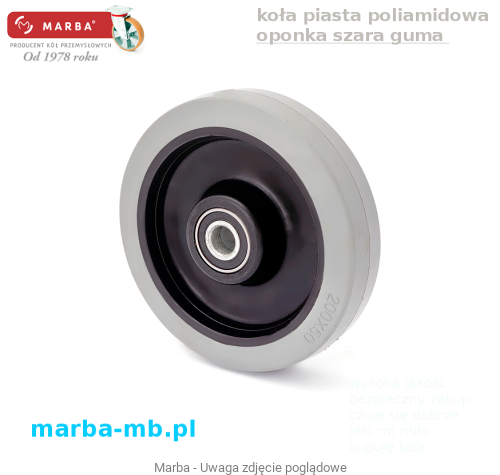 Koło poliamidowo gumowe z oponką koloru szarego.png
