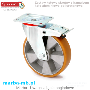 Zestaw skrętny LCW/PA/200/KDS-N - 450 kg koła aluminiowo-poliuretanowe