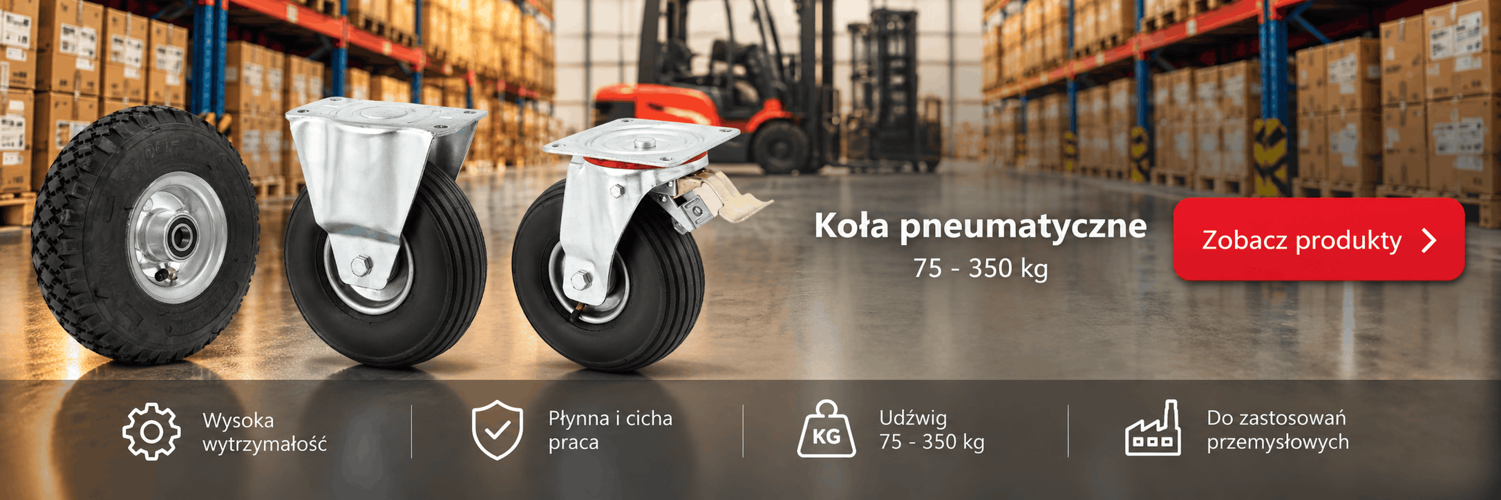 Koła pneumatyczne 75 - 350 kg
