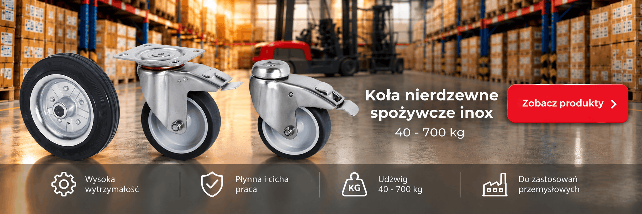 Koła nierdzewne spożywcze inox 40 - 700 kg