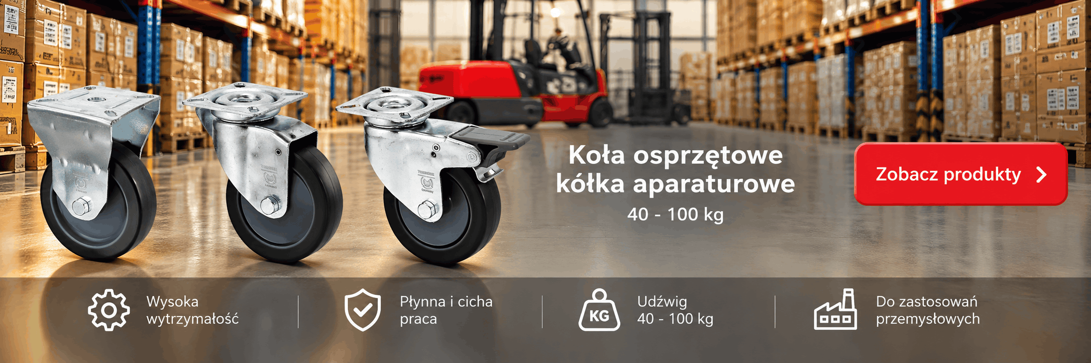 Koła osprzętowe kółka aparaturowe 40 - 100 kg