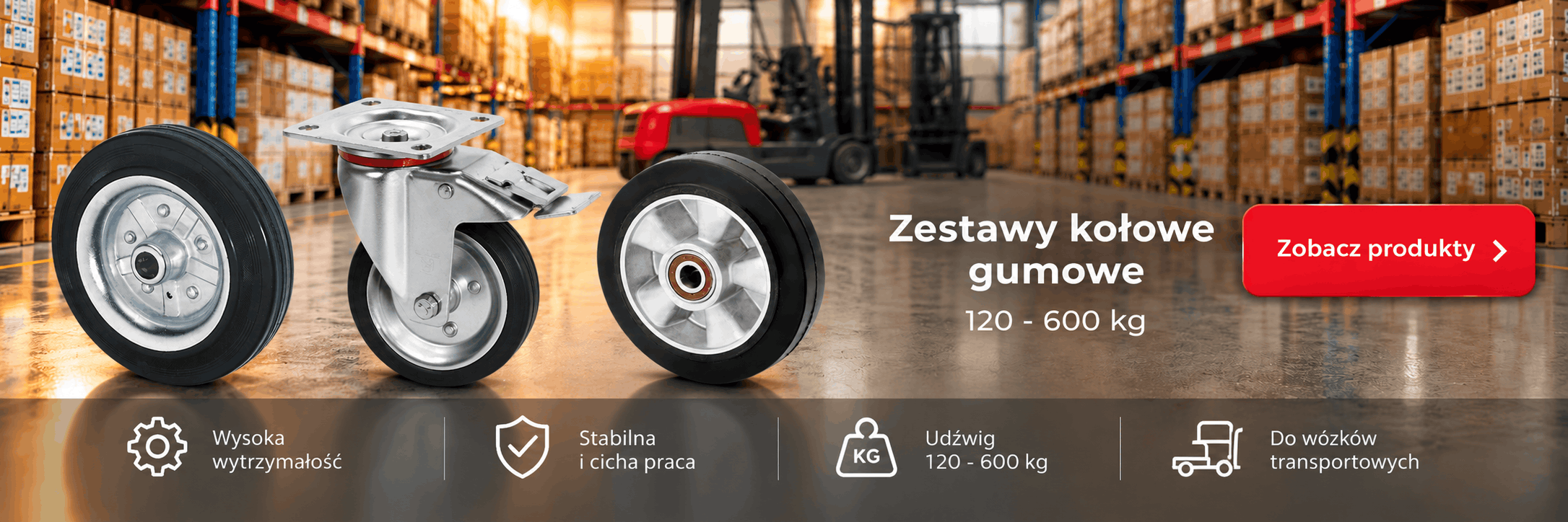 Zestawy kołowe gumowe 120 - 600 kg